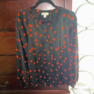 Women’s Black Blouse with Red Dots